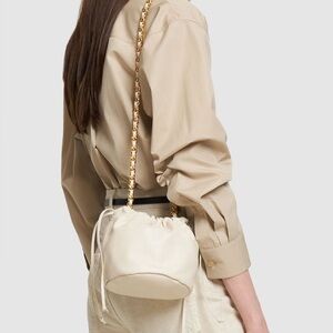 Khaite Aria off white leather gold chain bucket bag small tags dustbag